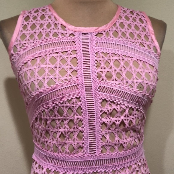 Francesca’s Collection Mini Dress Size XS Pastel Pink Guipure Lace - Picture 3 of 7